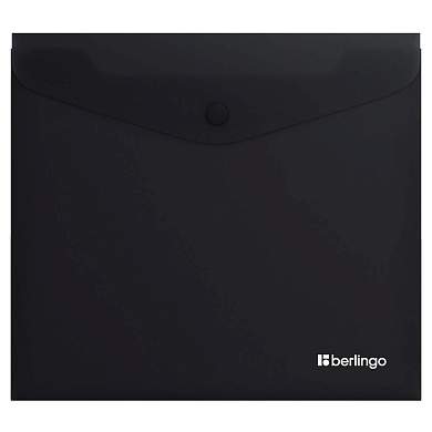 Папка-конверт на кнопке Berlingo "Soft Touch", А5+, 200мкм, софт-тач, черная (арт. 369434)