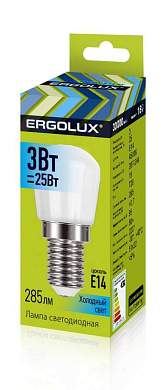 Ergolux для холод. и шв. машин E14 3W(285lm) 4500K 4K матовая 51x24 стекло LED-T26-3W-E14-4К (арт. 806406)