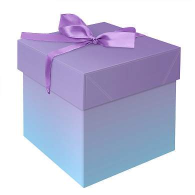 Коробка складная подарочная MESHU "Duotone. Blue-Lilac gradient", (15*15*15см), с лентой (арт. 359473)