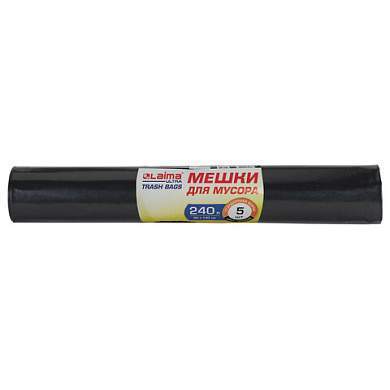 Мешки для мусора LAIMA "ULTRA", 240 л, черные, рулон 5 шт., сверхпрочные, ПСД, 120 мкм, 90х140 см, 607698 (арт. 607698)