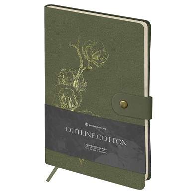 Записная книжка А5 80л., ЛАЙТ, кожзам, Greenwich Line "Outline. Cotton", с замком, тиснение фольгой, внутренний карман, блок в точку (арт. 358011)