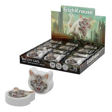 Ластик фигурный ERICH KRAUSE "Big City Cats", 25,6х25,3х7 мм, 63061 (арт. 273958)
