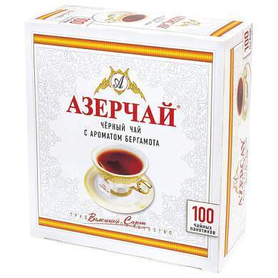 Чай АЗЕРЧАЙ черный с бергамотом, 100 пакетиков по 2 г, 419830 (арт. 622730)