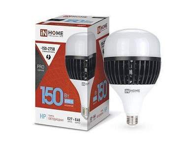 ASD/InHome лампа светодиодн. высокомощн. E27 150W (13500lm) 6500К 6K 230V с адапт. E40 295x170 HP-PRO 5703 (арт. 803558)