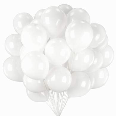 Шары воздушные ЗОЛОТАЯ СКАЗКА, 10" (25 см), КОМПЛЕКТ 50 штук, белые, пакет, 105000 (арт. 105000)