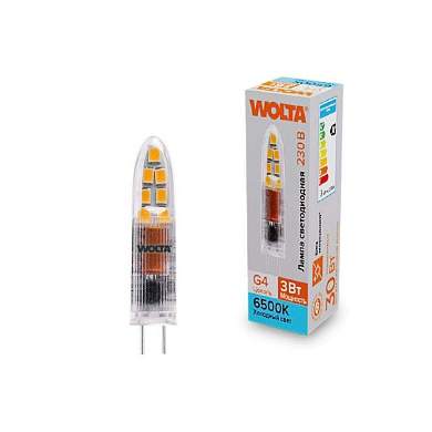 Wolta лампа св/д JC G4 220V капсульная 3W(240lm) 6500K 6K пластик WSTD-JC-220V3W6KG4-P (арт. 887526)