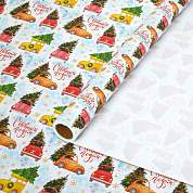 Бумага упаковочная мелованная BIG SIZE новогодняя "Машинки", 0,7х10 м, ЗОЛОТАЯ СКАЗКА, 592617 (арт. 592617)