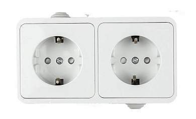 ASD/InHome AQUA роз. ОУ 2 мест. 16А бел. (земля, шторка, пласт. осн.,п/герм., IP44) 3123 (арт. 640371)
