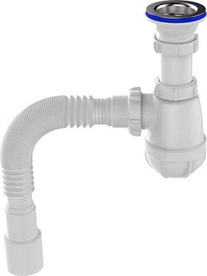 Aquant Сифон для кухни 1 1/2''х40 с метал.решеткой, гибкая труба 40х40/50, B0115-17-MR (арт. 876396)