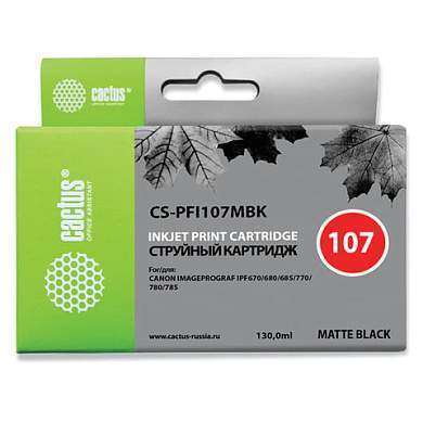 Картридж струйный CACTUS (CS-PFI107MBK) для CANON PF680/685/780/785, матовый черный (арт. 362788)