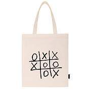 Сумка шоппер BRAUBERG PREMIUM, канвас, 40х35 см, на кнопке, карман, бежевый, "Tic-tac-toe", 271902 (арт. 271902)