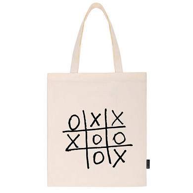 Сумка шоппер BRAUBERG PREMIUM, канвас, 40х35 см, на кнопке, карман, бежевый, "Tic-tac-toe", 271902 (арт. 271902)