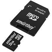 Карта памяти SmartBuy MicroSDHC 32GB, Class 10, скорость чтения 30Мб/сек (с адаптером SD) (арт. 347734)