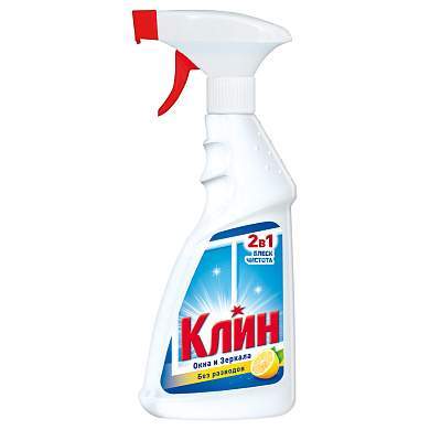 Средство для мытья стекол и зеркал Клин 2 в 1 "Лимон", 500мл (арт. 244264)