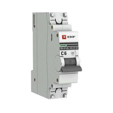 EKF PROxima автоматический выкл. ВА47-63 1P  6А 4,5kA х-ка С mcb4763-1-06C-pro (с опломбировкой) (арт. 461802)