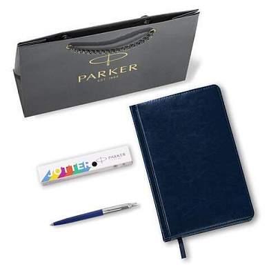 Ручка шариковая PARKER "Jotter Plastic CT", корпус синий, ежедневник А5 синий, пакет, 880896 (арт. 880896)