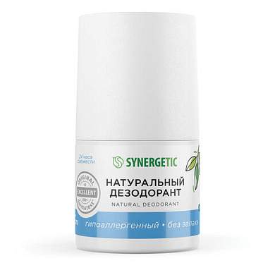 Дезодорант 50 мл, SYNERGETIC "Без запаха", роликовый, натуральный, 300015 (арт. 701909)