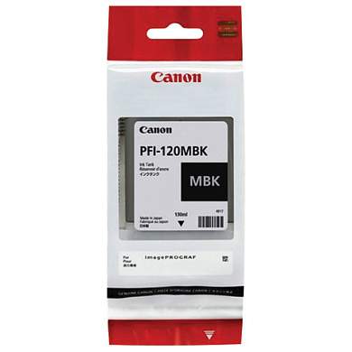 Картридж струйный CANON (PFI-120MBK) для imagePROGRAF TM-200/205/300/305, матовый черный, 130 мл, оригинальный, 2884C001 (арт. 363497)