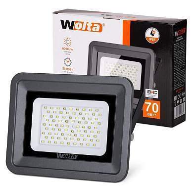 Wolta светодиодн. прожектор 70W(6000Lm) SMD 5500K 6K IP65 250x37x207мм метал/пласт черный  WFL-70W/06 (арт. 681497)