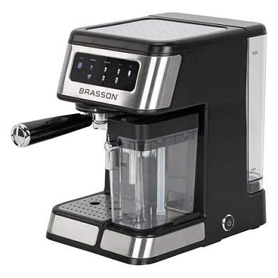 Кофеварка рожковая со встроенным капучинатором BRASSON (БРАССОН) CM-1830, 4 напитка, дисплей, 1,6 л, 1250 Вт, 20 бар, 457885 (арт. 457885)