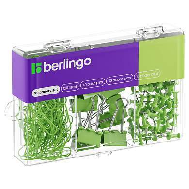 Набор мелкоофисных принадлежностей Berlingo, 120 предметов, зеленый, пластиковая упаковка (арт. 353630)