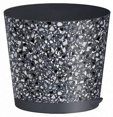 Горшок для цветов Stone Flower D=160мм (2л) прикорн.полив с декором, серый 221606935/01 Homver (арт. 800989)
