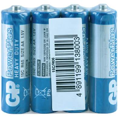 Батарейка GP PowerPlus AA (R6) 15G солевая, OS4 (арт. 232913)