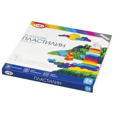 Пластилин классический ГАММА "Классический", 24 цвета, 480 г, со стеком, картонная упаковка, 281036 (арт. 104930)