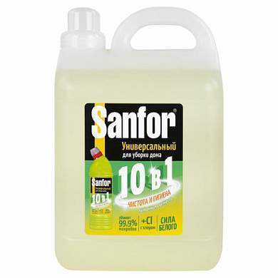 Чистящее средство 5 л, SANFOR 10 в 1 Universal "Лимонная свежесть", 22055 (арт. 608307)