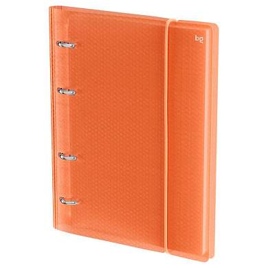 Тетрадь на кольцах А5, 120л., BG "Neon", пластиковая обложка, оранжевый, с резинкой (арт. 373457)