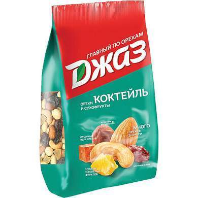Орехи и сухофрукты ДЖАЗ "Коктейль", фундук, кешью, миндаль, папайя, ананас, изюм, 300 г, 76 (арт. 620161)