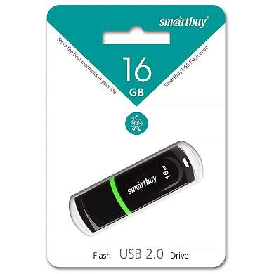 Память Smart Buy "Paean" 16GB, USB 2.0 Flash Drive, черный (арт. 248792)
