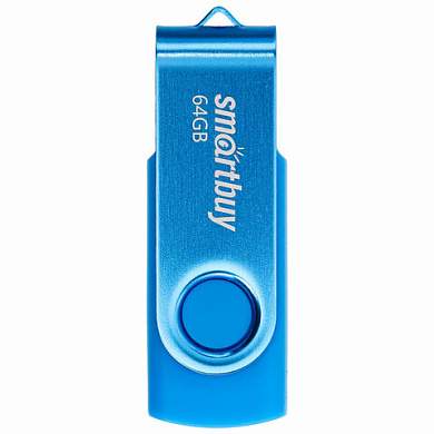 Флеш-диск 64 GB SMARTBUY Twist USB 2.0, синий, SB064GB2TWB (арт. 513910)