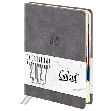 Ежедневник датированный 2027, B6, 125х173 мм, GALANT "Vivid", под кожу, серый, 117863 (арт. 117863)