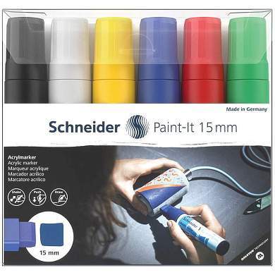 Набор маркеров акриловых Schneider "Paint-it 330", 15мм, ассорти, 6шт. (арт. 320068)