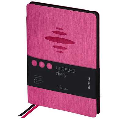 Ежедневник недатированный, А5, 136л., кожзам, Berlingo "Color Zone", черн. срез, с резинкой, фуксия (арт. 276405)