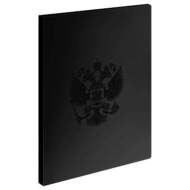 Папка на 2 кольцах СТАММ "Герб" А4, 25мм, 700мкм, пластик, черный (арт. 380866)