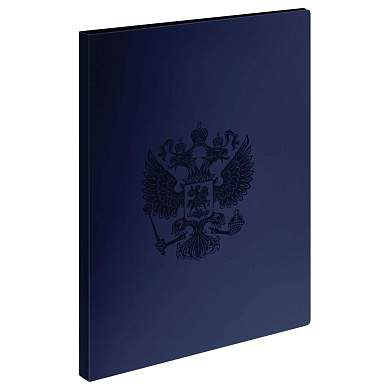 Папка на 4 кольцах СТАММ "Герб" А4, 40мм, 700мкм, пластик, сапфир (арт. 380871)