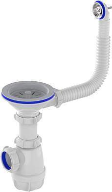 Aquant Сифон для кухни 3 1/2''х40 с пластиковой решеткой, круглым переливом, PB0142-14-MR (арт. 876400)