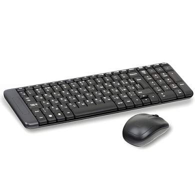 Набор беспроводной LOGITECH Wireless Desktop MK220, клавиатура, мышь 2 кнопки + 1 колесо-кнопка, черный, 920-003236 (арт. 510824)