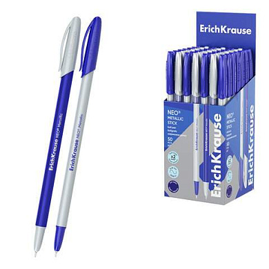 Ручка шариковая ERICH KRAUSE "Neo Stick Metallic", СИНЯЯ, корпус ассорти, узел 0,7 мм, 61009 (арт. 144755)