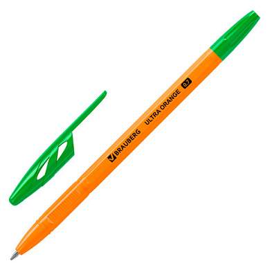 Ручка шариковая BRAUBERG "ULTRA ORANGE", ЗЕЛЕНАЯ, узел 0,7 мм, чернила ГЕРМАНИЯ, наконечник ШВЕЙЦАРИЯ, 143565 (арт. 143565)