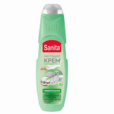 Чистящее средство универсальное крем 600 г, SANITA "Зеленый чай и лайм", 22949 (арт. 701251)