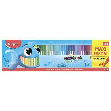 Фломастеры MAPED COLOR'PEPS "Ocean", 48 цветов, смываемые, вентилируемый колпачок, 845727 (арт. 152561)