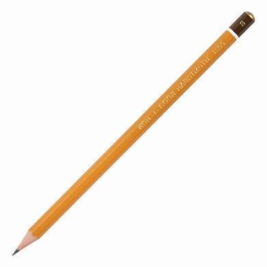 Карандаш чернографитный KOH-I-NOOR 1500, 1 шт., B, корпус желтый, заточенный, 150000B01170RU (арт. 180489)