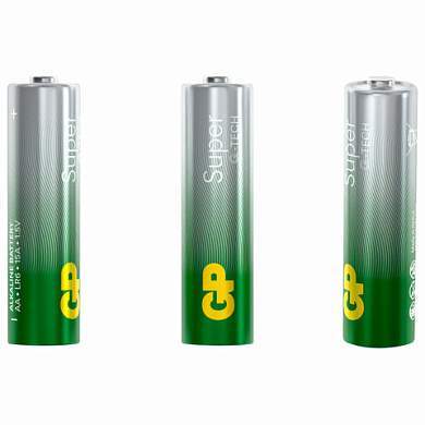 Батарейки КОМПЛЕКТ 4 шт. GP Super G-Tech AA (LR06, 15А), алкалиновые, пальчиковые, в пленке, 15AA21RA, 15ARS-2SB4 (арт. 454090)