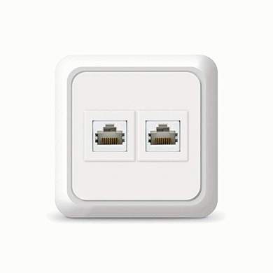 UNIVersal Олимп роз. комп. ОУ 2 мест. бел. (пластик. осн., RJ45) 1076 (арт. 599703)