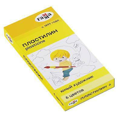 Пластилин Гамма "Юный художник" NEW, 06 цветов, 84г, со стеком, картон. упаковка (арт. 298642)