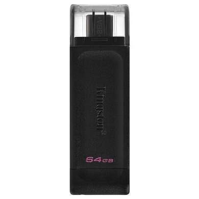 Флеш-диск 64 GB KINGSTON DataTraveler 70, разъем Type-C 3.2, черный, DT70/64GB (арт. 513642)