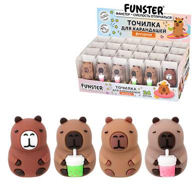 Точилка фигурная FUNSTER (ФАНСТЕР) "Капибара", 1 отверстие, ассорти, в дисплее, 274059 (арт. 274059)